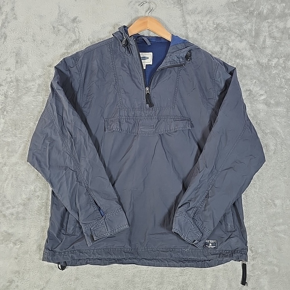 Vintage Old Navy Jacket Mens Medium Blue 1/2 Zip Pullover Anorak Windbreaker Y2K